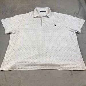 Polo Ralph Lauren 2XB White Blue Dotted Logo Polo Shirt Men's‎
